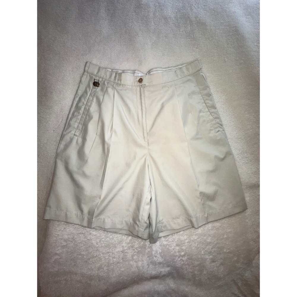 LizGolf Women's Pleated Golf Shorts Khaki Beige‎ Size 12 Career Casual